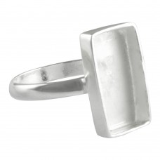 Rectangle shape silver blank bezel cup casting ring for stone setting